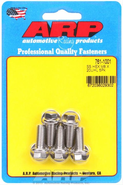 ARP M8 x 1.25 x 20 Hex SS Bolts (5/pkg) thumbnail 2