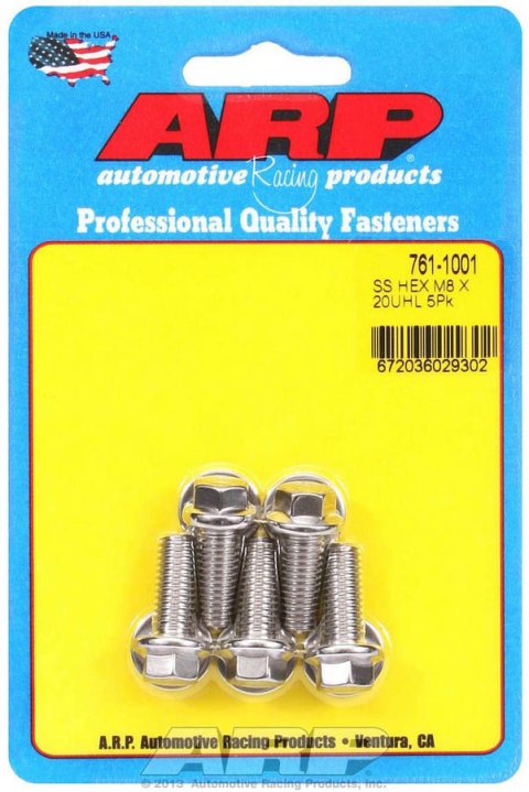 ARP M8 x 1.25 x 20 Hex SS Bolts (5/pkg) thumbnail 5