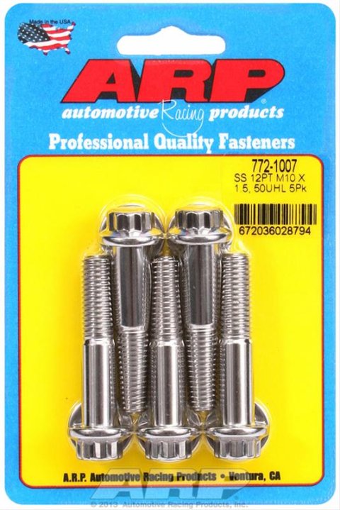 ARP M10 x 1.50 x 50mm 12pt Stainless Steel Bolts (Set of 5) thumbnail 2