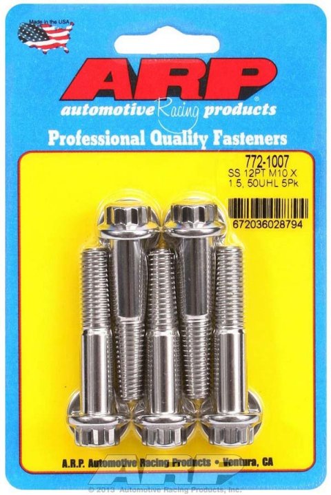 ARP M10 x 1.50 x 50mm 12pt Stainless Steel Bolts (Set of 5) thumbnail 5