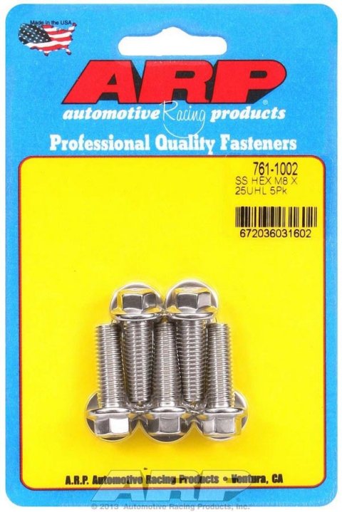 ARP M8 x 1.25 x 25 Hex SS Bolts (5/pkg) thumbnail 5