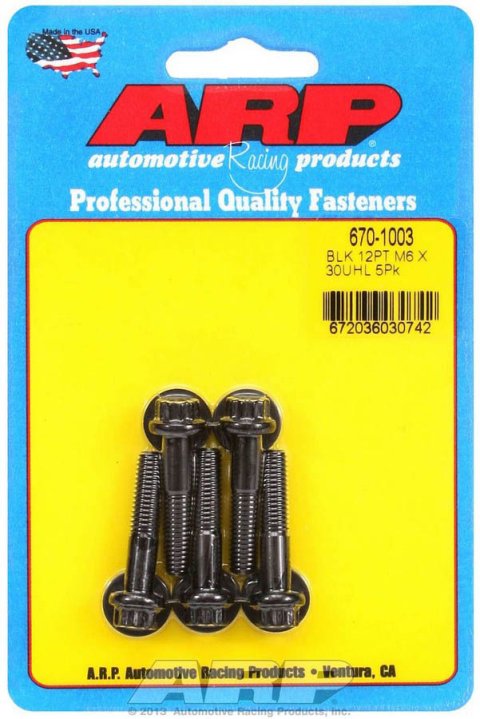 ARP M6 x 1.00 x 30 Black Oxide 12pt Bolts (5/pkg) thumbnail 5