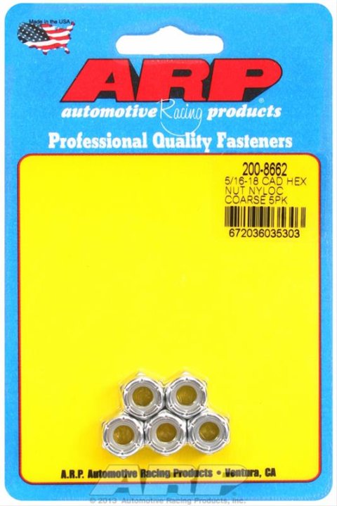 ARP 5/16-18 Cad Coarse Nyloc Hex Nut Kit (Pkg of 5)
