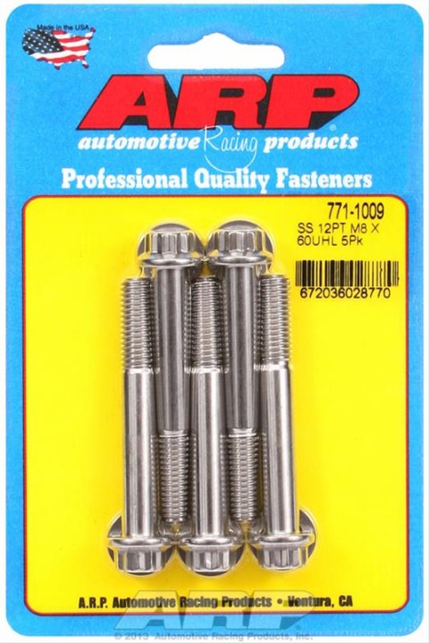 ARP M8 x 1.25 x 60 12pt SS Bolts (5/pkg) thumbnail 2