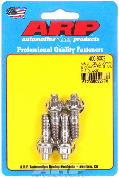 ARP M8 x 1.25 x 38mm Broached 4 Piece Stud Kit thumbnail 1