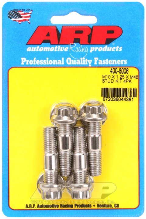 ARP M10 x 1.25 x 48mm Broached 4 Piece Stud Kit thumbnail 2