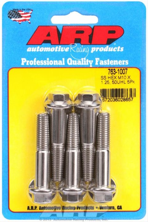 ARP M10 x 1.25 x 50 SS Hex Bolts (5/pkg) thumbnail 2
