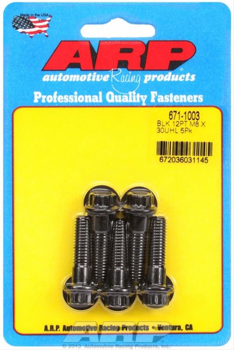 ARP M8 X 1.25 X 30 12pt Black Oxide Bolts thumbnail 2