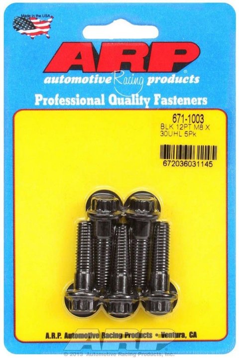 ARP M8 X 1.25 X 30 12pt Black Oxide Bolts thumbnail 5