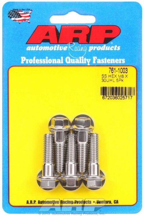 ARP M8 x 1.25 x 30 Hex SS Bolts (5/pkg) thumbnail 6