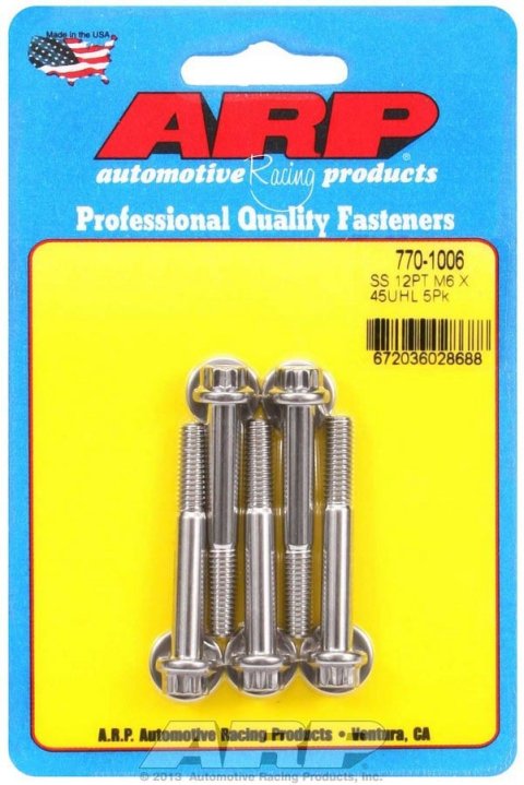 ARP M6 x 1.00 x 45 12pt SS Bolts (5/pkg) thumbnail 5