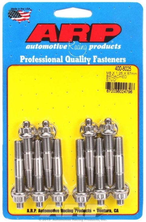 ARP M8 x 1.25 x 57mm Broached 10 Piece Stud Kit thumbnail 2
