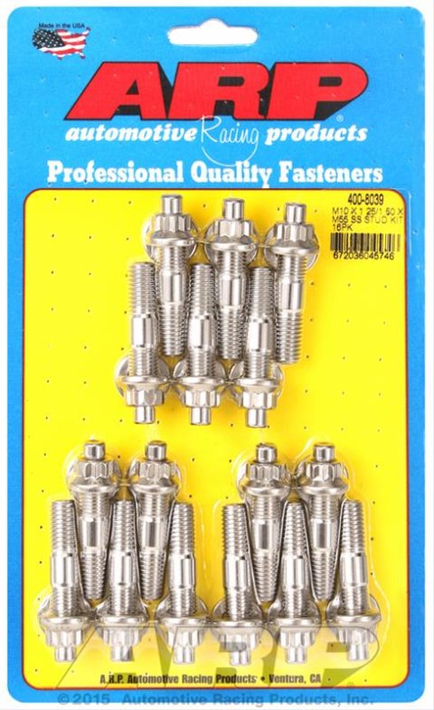 ARP M10 x 1.25/1.50 x 55mm Stainless Steel Broached Stud Kit - 16 Pieces thumbnail 1