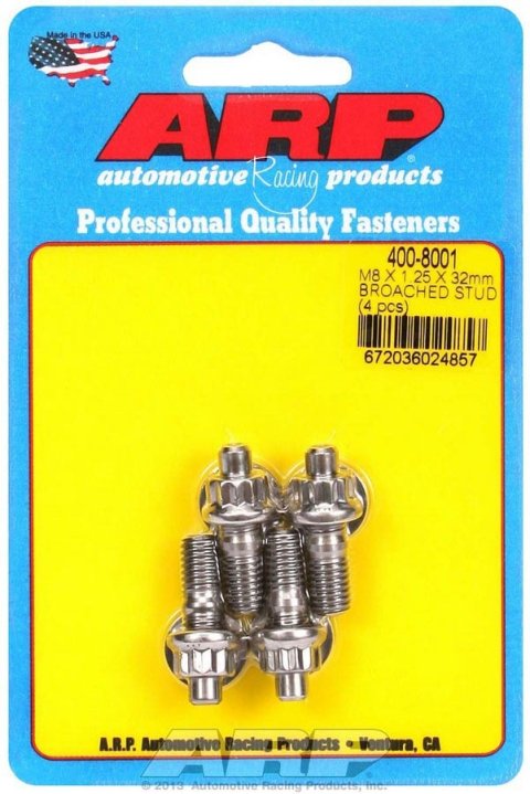 ARP M8 x 1.25 x 32mm Broached 4 Piece Stud Kit thumbnail 4