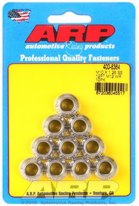 ARP M10 x 1.25 SS 12pt Nut Kit (10/pkg) thumbnail 1