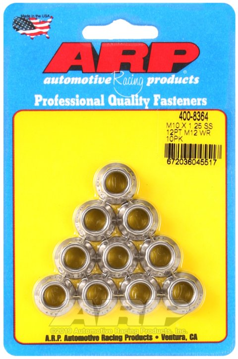 ARP M10 x 1.25 SS 12pt Nut Kit (10/pkg) thumbnail 2