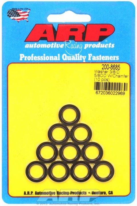 ARP 3/8in ID x 5/8in OD Machined Chamfer black Washers (10 pack)