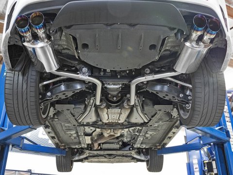 aFe Takeda 16-17 Lexus RC 200T 2.0L (t) 2in. SS Axle-Back Exhaust System w/Polished Blue Tips thumbnail 8