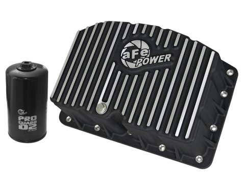 aFe Pro Series Engine Oil Pan Black w/Machined Fins; 11-16 Ford Powerstroke V8-6.7L (td) thumbnail 1
