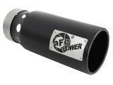 aFe SATURN 4S 4in SS Intercooled Exhaust Tip - Black 4in In x 5in Out x 12in L Bolt-On thumbnail 1