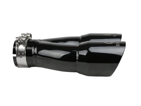 aFe Takeda 2.5in 304 Stainless Steel Clamp-on Exhaust Tip 2.5in Inlet 3in Dual Outlet - Black thumbnail 2