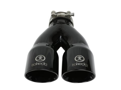 aFe Takeda 2.5in 304 Stainless Steel Clamp-on Exhaust Tip 2.5in Inlet 3in Dual Outlet - Black thumbnail 3