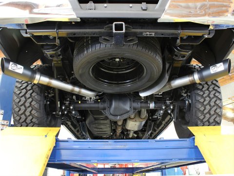 aFe MACH Force XP Exhaust 3in SS Dual Side Exit CB w/ Polish Tips 15 Ford F150 Ecoboost V6-2.7L/3.5L
