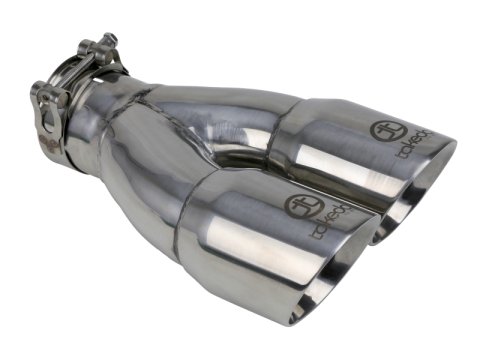 aFe Takeda 2.5in 304 Stainless Steel Clamp-on Exhaust Tip 2.5in Inlet 3in Dual Outlet - Polished thumbnail 2