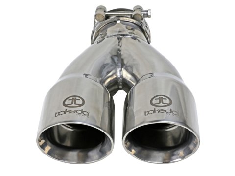 aFe Takeda 2.5in 304 Stainless Steel Clamp-on Exhaust Tip 2.5in Inlet 3in Dual Outlet - Polished thumbnail 3