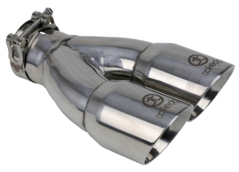 aFe Takeda 2.5in 304 Stainless Steel Clamp-on Exhaust Tip 2.5in Inlet 3in Dual Outlet - Polished thumbnail 7
