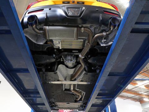 aFe POWER Takeda 2021 Toyota Supra 2.0L (t) 2.5in-3in 304 SS CB Exhaust w/ Carbon Tips thumbnail 3