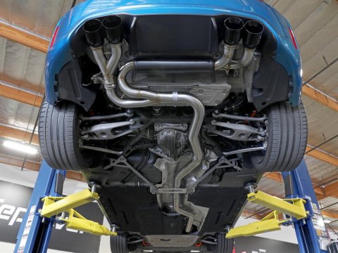 aFe 16-18 BMW M2 L6-3.0L MACH Force-Xp 3in to 2.5in 304 SS Cat-Back Exhaust System-Quad Black Tips thumbnail 1