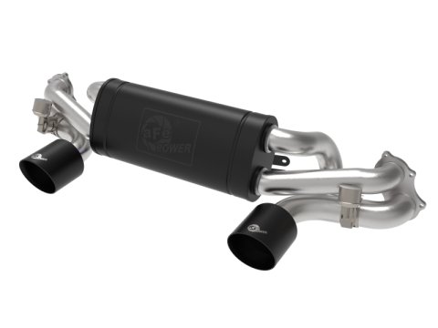 aFe MACHForce XP 2.25in-2.5in 304SS Exhaust Cat-Back Porsche 20-22 Cayman GT4(718) 4.0L - Black Tips thumbnail 2