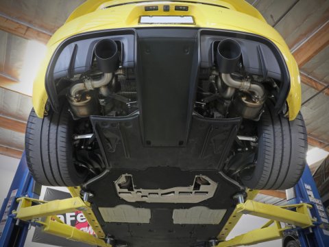 aFe MACHForce XP 2.25in-2.5in 304SS Exhaust Cat-Back Porsche 20-22 Cayman GT4(718) 4.0L - Black Tips thumbnail 5