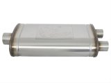 aFe MACH Force XP SS Muffler 3in Center Inlet / 2.5in Dual Outlets 22in L x 11in W x 6in H Body thumbnail 2