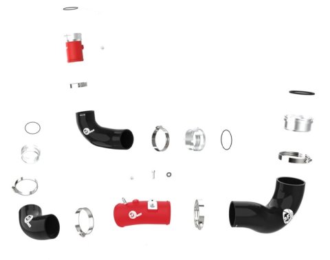 aFe BladeRunner 22-23 Kia Stinger L4-2.5L (t) Aluminum Hot and Cold Charge Pipe Kit - Red thumbnail 6