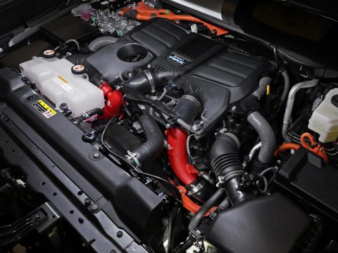 aFe 23-24 Toyota Sequoia V6-3.4L Hybrid BladeRunner 2.5in Aluminum Hot Charge Pipe - Red thumbnail 1