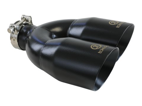 aFe Takeda 2.5in 304 Stainless Steel Clamp-on Exhaust Tip Passenger Side 2.5in Inlet 4inDual - Black
