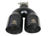 aFe Takeda 2.5in 304 Stainless Steel Clamp-on Exhaust Tip Passenger Side 2.5in Inlet 4inDual - Black thumbnail 2