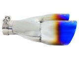 aFe Takeda 2.5in 304 Stainless Steel Clamp-on Exhaust Tip Passenger Side 2.5in Inlet 4inDual - Blue thumbnail 2