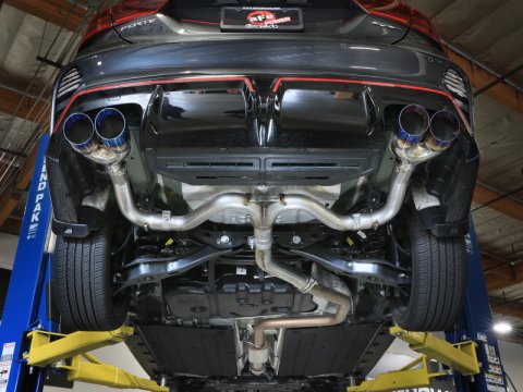 aFe 22-24 Kia Forte GT 1.6L 3in-2.5in 304 Stainless Steel Axle-Back Exhaust w/ Blue Flame Tips thumbnail 4