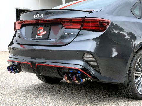 aFe 22-24 Kia Forte GT 1.6L 3in-2.5in 304 Stainless Steel Axle-Back Exhaust w/ Blue Flame Tips thumbnail 5
