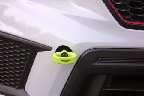PERRIN 18-21 Subaru WRX & STI / 13-25 BRZ / 17-20 Toyota 86 Tow Hook Kit (Front) - Neon Yellow thumbnail 3