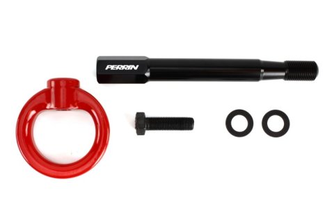 PERRIN 08-14 Subaru WRX/STI (Sedan) / 20-25 Outback All Models Tow Hook Kit (Rear) - Red thumbnail 2