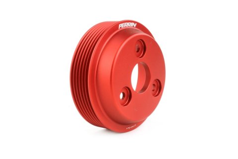 PERRIN 22-26 Subaru WRX / 21-25 Crosstrek / 20-25 LGT/OBXT/FXT Lightweight Water Pump Pulley - Red thumbnail 2