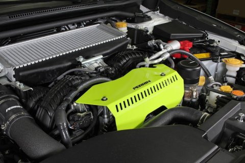 PERRIN 22-26 Subaru WRX Pulley Cover - Neon Yellow (TALL - For Use w/o PERRIN AOS) thumbnail 4
