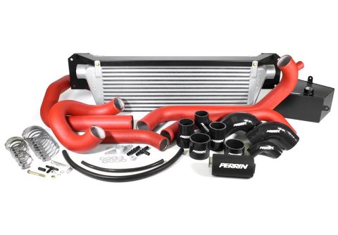 PERRIN 15-21 Subaru STI Front Mount Intercooler Boost Tubes + Hardware - Red Tubes thumbnail 1