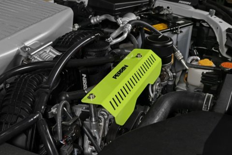 PERRIN 22-26 Subaru WRX Pulley Cover - Neon Yellow (SHORT - For Use w/PERRIN AOS) thumbnail 1