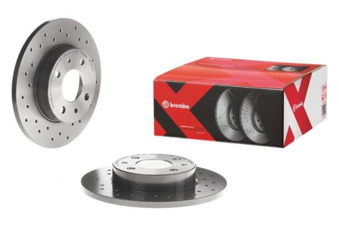 Brembo 03-11 Saab 9-3 Rear Premium Xtra Cross Drilled UV Coated Rotor thumbnail 1
