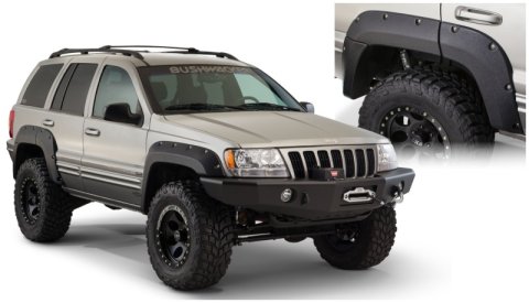 Bushwacker Cut-Out Fender Flares for 1999-2004 GRAND CHEROKEE - 10072-07 Flares, Style, Rear, Black, Dura-Flex Thermoplastic, Jeep, Pair